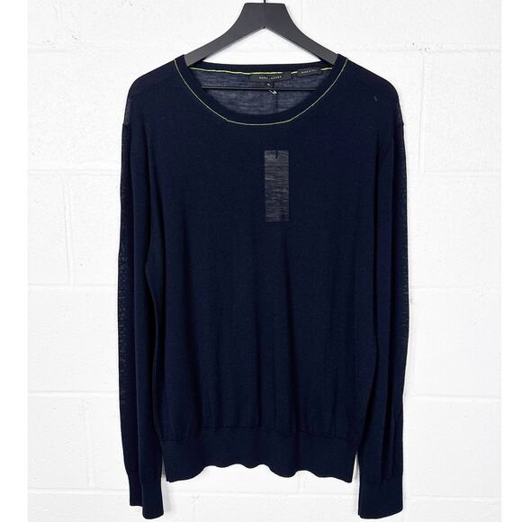Marc Jacobs Navy Sweater Mens XL Virgin Wool Blend Lightweight Crewneck - Picture 1 of 6